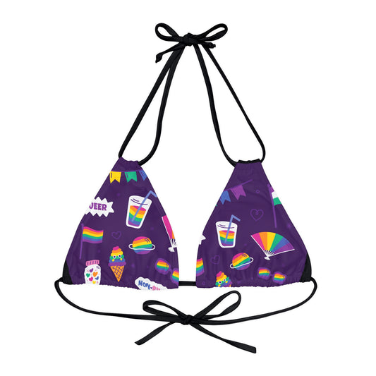 Strappy Triangle Bikini Top Pride