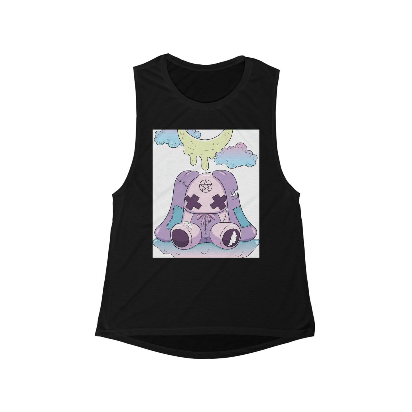 Women's Flowy Scoop Muscle Tank Goth Bunny