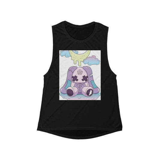 Women's Flowy Scoop Muscle Tank Goth Bunny